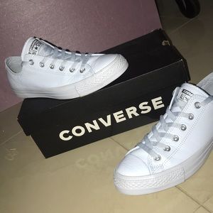 Baby Blue Leather Low Top Converse